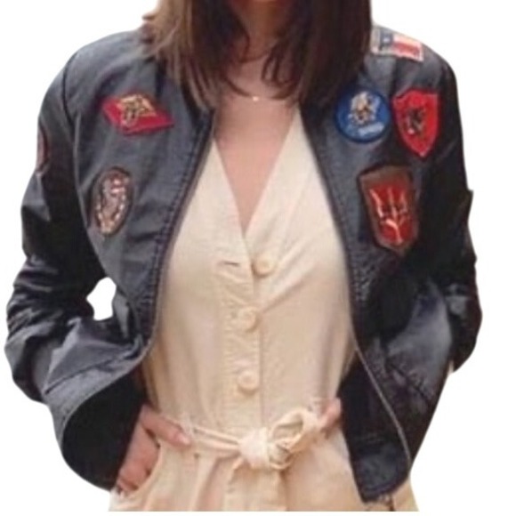 Top Gun Official Womens Brown Faux Leather Bomber Jacket Nwot sz M Fully Lined - Picture 3 of 14